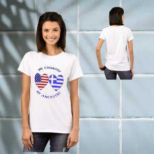 Griechische USA Flaggen Herz Mein Land Meine Herku T-Shirt