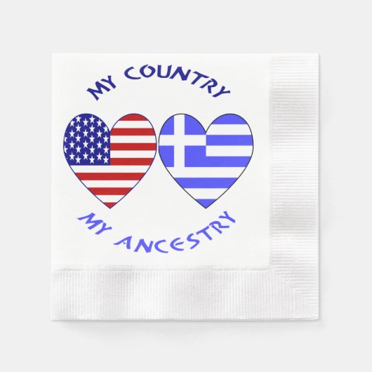 Griechische USA Herzenflagge Mein Land Meine Herku Serviette (Vorderseite)