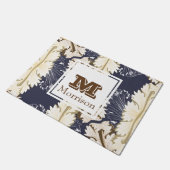 Griechische Verzierte Blätter in Cream Personalisi Fußmatte (Schrägansicht)