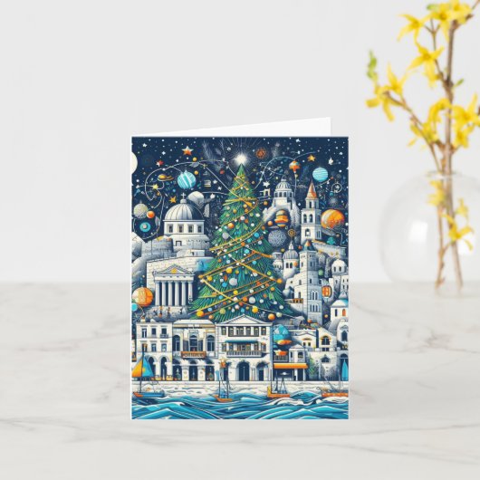 griechische Weihnachtsfeier Karte (Gelbe Blume)