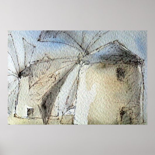 Griechische Windmühlen Poster (Vorne)