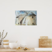 Griechische Windmühlen Poster (Küche)