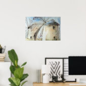 Griechische Windmühlen Poster (Heimbüro)