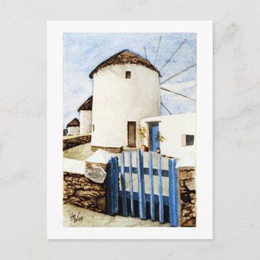 Griechische Windmühlen Postkarte (Vorderseite)