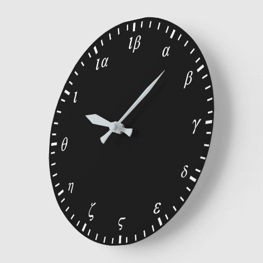 Griechische Zahlen Schwarz Große Wanduhr (Winkel)