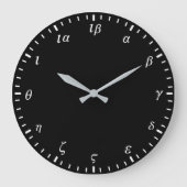 Griechische Zahlen Schwarz Große Wanduhr (Vorderseite)