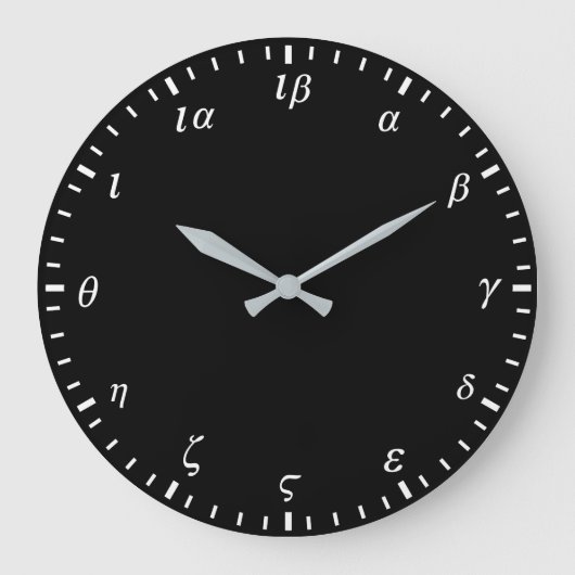 Griechische Zahlen Schwarz Große Wanduhr (Vorderseite)