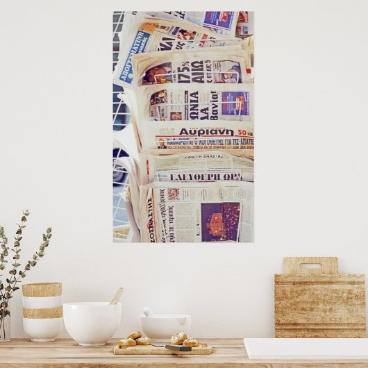Griechische Zeitungen Poster (Küche)