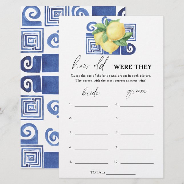 Griechische Zitronen - Wie alt waren sie ein Bridg (Vorne/Hinten)