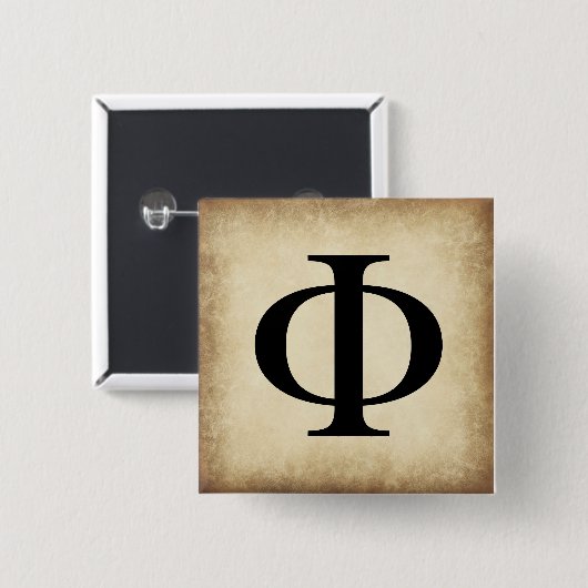 Griechischer Alphabet-Brief Phi Button (Vorne & Hinten)