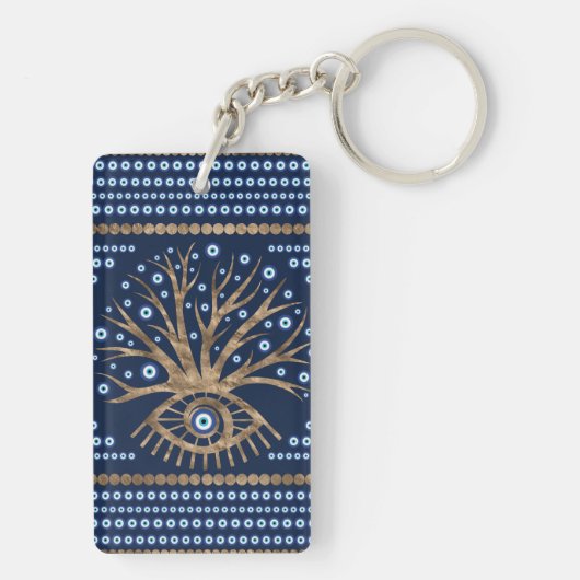 Griechischer Augen-Baum - Mati Mataki Gold und Schlüsselanhänger (Rückseite)