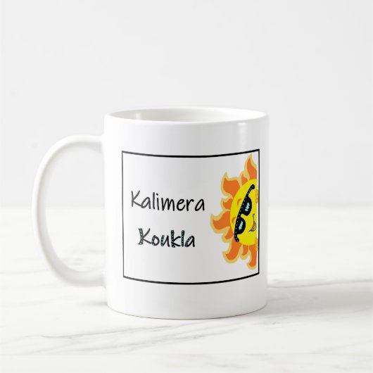 Griechischer Becher mit Spruch "Kalimera Koukla" Kaffeetasse (Links)