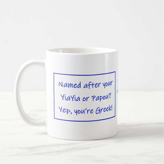 Griechischer Becher mit Spruch über Ihren Namen Kaffeetasse (Links)