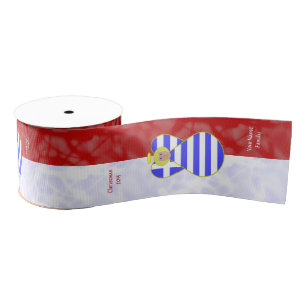 Griechischer blonder Engel Flagge Rot und Weiß Per Ripsband
