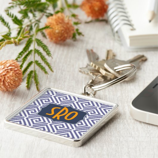 Griechischer Chic-Monogramm-Schlüsselanhänger Schlüsselanhänger (Seite)