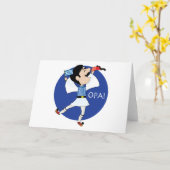 Griechischer Evzone tanzt mit Flag OPA! Karte (Gelbe Blume)