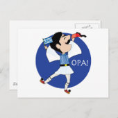 Griechischer Evzone tanzt mit Flag OPA! Postkarte (Vorne/Hinten)