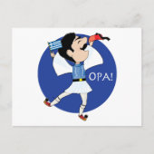 Griechischer Evzone tanzt mit Flag OPA! Postkarte (Vorderseite)