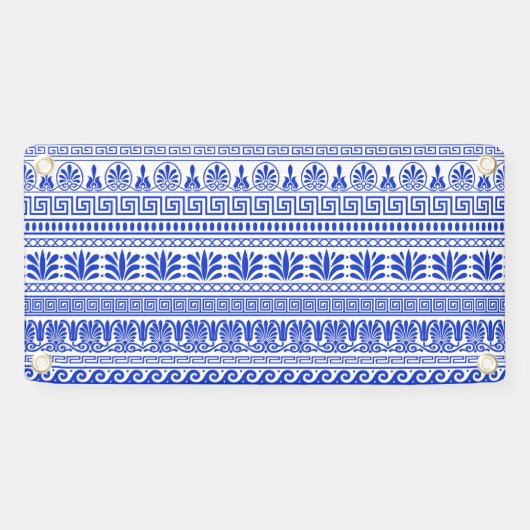 Griechischer Fret, Mittelmeer-Muster, Blau Banner (Horizontal)
