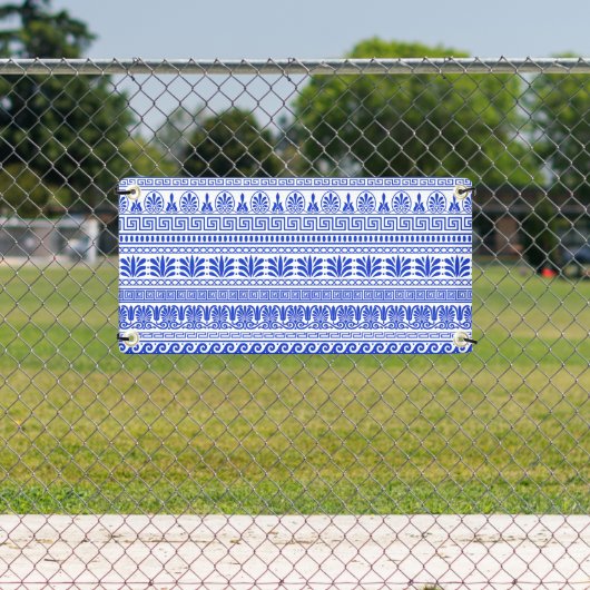 Griechischer Fret, Mittelmeer-Muster, Blau Banner (Insitu)