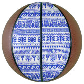 Griechischer Fret, Mittelmeer-Muster, Blau Basketball (Vertikal)