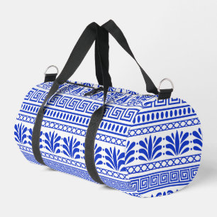 Griechischer Fret, Mittelmeer-Muster, Blau Duffle Bag