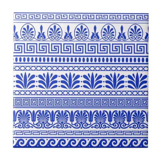 Griechischer Fret, Mittelmeer-Muster, Blau Fliese (Vorderseite)