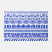 Griechischer Fret, Mittelmeer-Muster, Blau Fußmatte (Vorderseite)
