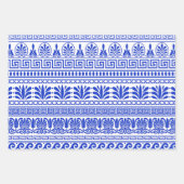 Griechischer Fret, Mittelmeer-Muster, Blau Geschenkpapier Set (Vorderseite 2)