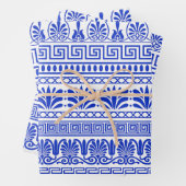 Griechischer Fret, Mittelmeer-Muster, Blau Geschenkpapier Set (Beispiel)