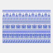 Griechischer Fret, Mittelmeer-Muster, Blau Geschenkpapier Set (Vorderseite)