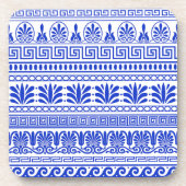 Griechischer Fret, Mittelmeer-Muster, Blau Getränkeuntersetzer (Vorderseite)