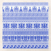 Griechischer Fret, Mittelmeer-Muster, Blau Glasuntersetzer (Vorderseite)