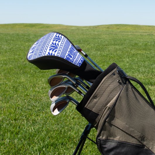 Griechischer Fret, Mittelmeer-Muster, Blau Golf Headcover (In SItu)