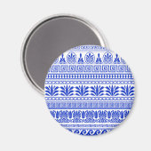 Griechischer Fret, Mittelmeer-Muster, Blau Magnet (Vorderseite/Rückseite)