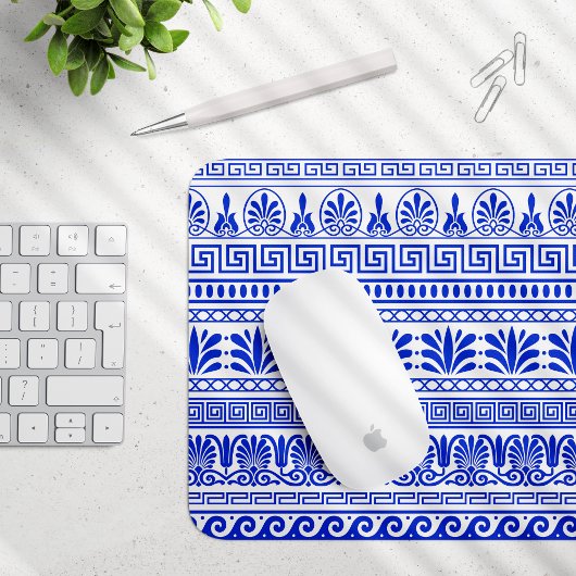 Griechischer Fret, Mittelmeer-Muster, Blau Mousepad