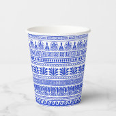 Griechischer Fret, Mittelmeer-Muster, Blau Pappbecher (Rückseite)