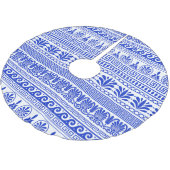 Griechischer Fret, Mittelmeer-Muster, Blau Polyester Weihnachtsbaumdecke (Schrägansicht)
