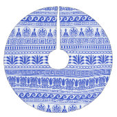 Griechischer Fret, Mittelmeer-Muster, Blau Polyester Weihnachtsbaumdecke (Vorderseite)