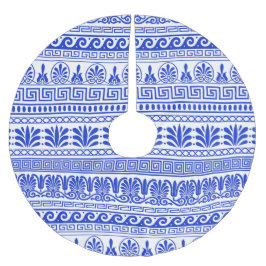 Griechischer Fret, Mittelmeer-Muster, Blau Polyester Weihnachtsbaumdecke
