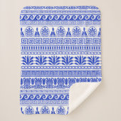 Griechischer Fret, Mittelmeer-Muster, Blau Sherpadecke (Vorderseite)