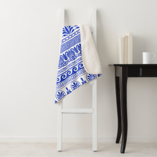 Griechischer Fret, Mittelmeer-Muster, Blau Sherpadecke