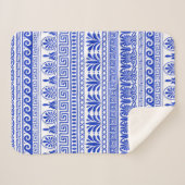 Griechischer Fret, Mittelmeer-Muster, Blau Sherpadecke (Vorderseite (Horizontal))