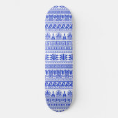 Griechischer Fret, Mittelmeer-Muster, Blau Skateboard (Vorderseite)