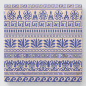 Griechischer Fret, Mittelmeer-Muster, Blau Steinuntersetzer (Vorderseite)