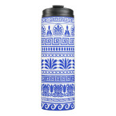 Griechischer Fret, Mittelmeer-Muster, Blau Thermosbecher (Vorderseite)