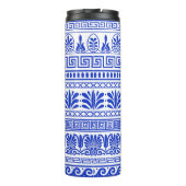 Griechischer Fret, Mittelmeer-Muster, Blau Thermosbecher (Rückseite)