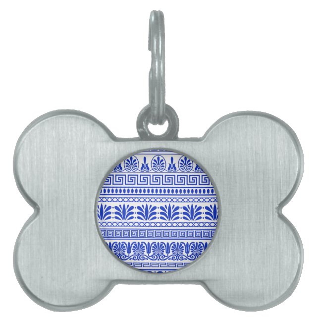 Griechischer Fret, Mittelmeer-Muster, Blau Tiermarke (Vorderseite)