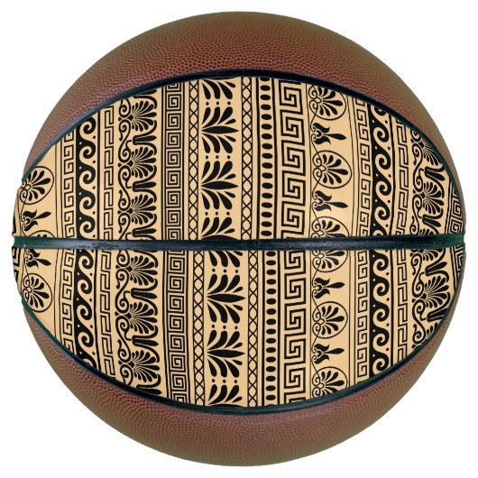 Griechischer Fret, Mittelmeer-Muster, braun Basketball (Vorderseite)
