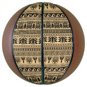 Griechischer Fret, Mittelmeer-Muster, braun Basketball (Vertikal)